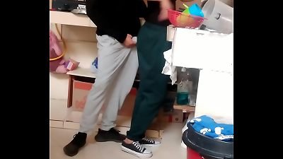 facial cumshot to my nephew in the kitchen (she didn't want to leave until she caressed my pecker well standing up)