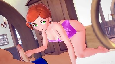 Gwen ben10 wears her bathing suit on the bed and wants to learn new things (adult version parody)