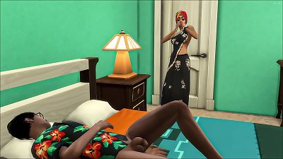 Indian widowed mom catches her sonnie bare in his sofa while she was taking a nap and she couldn't stand it anymore and she deepthroated because she was highly naughty - mom and Stepson